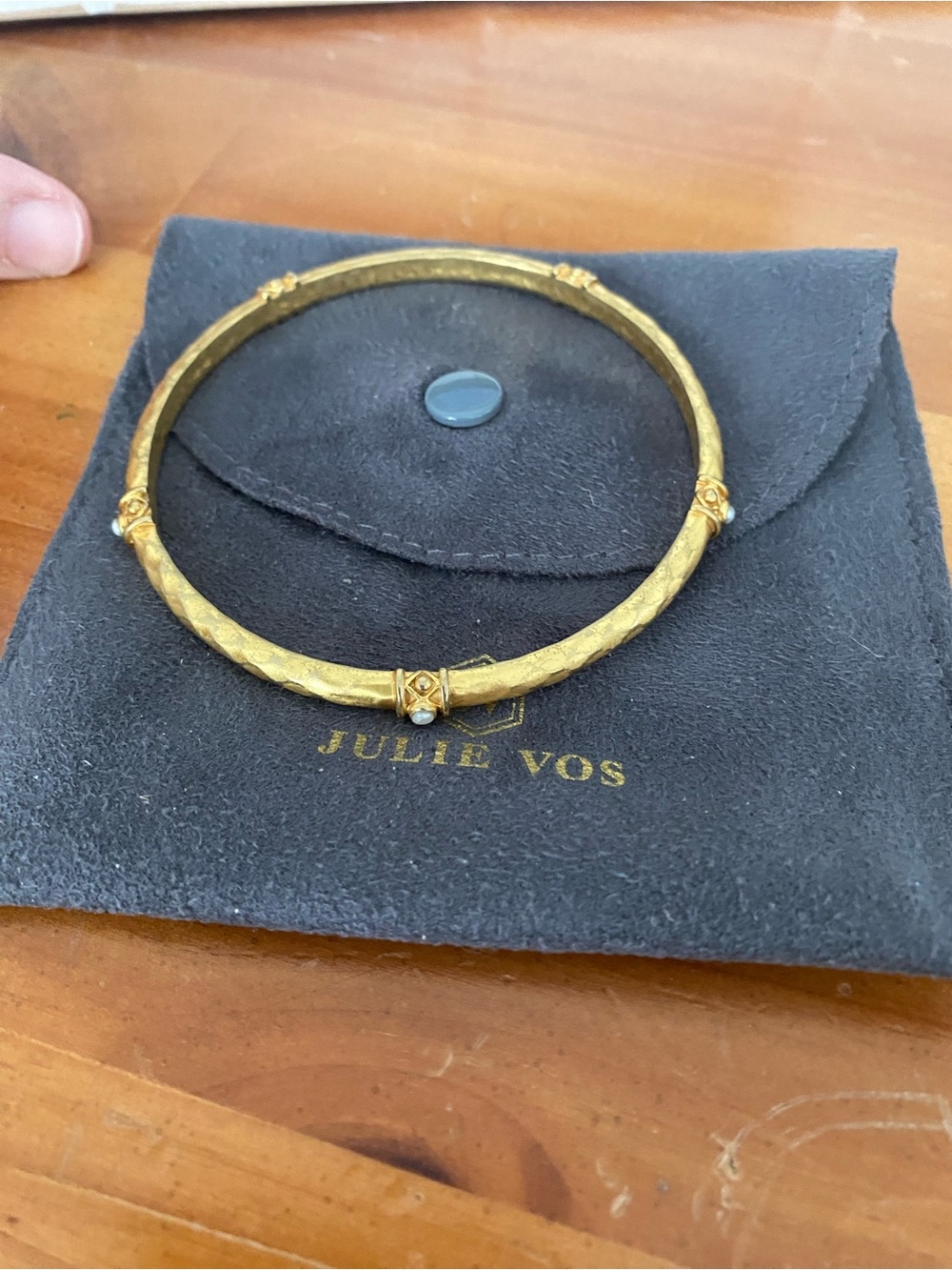 Julie Vos Gold Textured Pearl Bangle